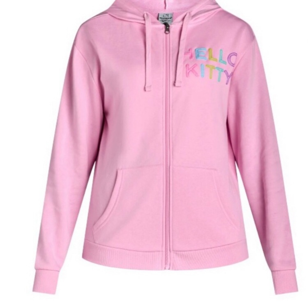 Hello Kitty Pink Zip-Up Hoodie Sweatshirt
